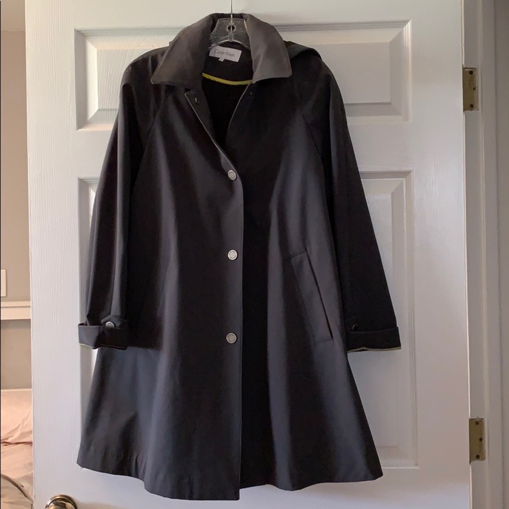 Calvin Klein Small Rain Trench Coat With Hood Grey